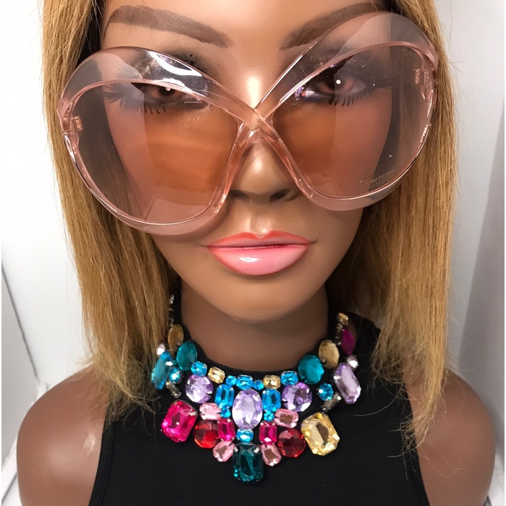 New - Tom Ford Oversized Carine-02 Tf902 Pink Sunglasses